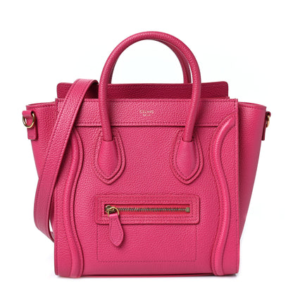 Celine Drummed Calfskin Nano Luggage Fuchsia 1 of 9
