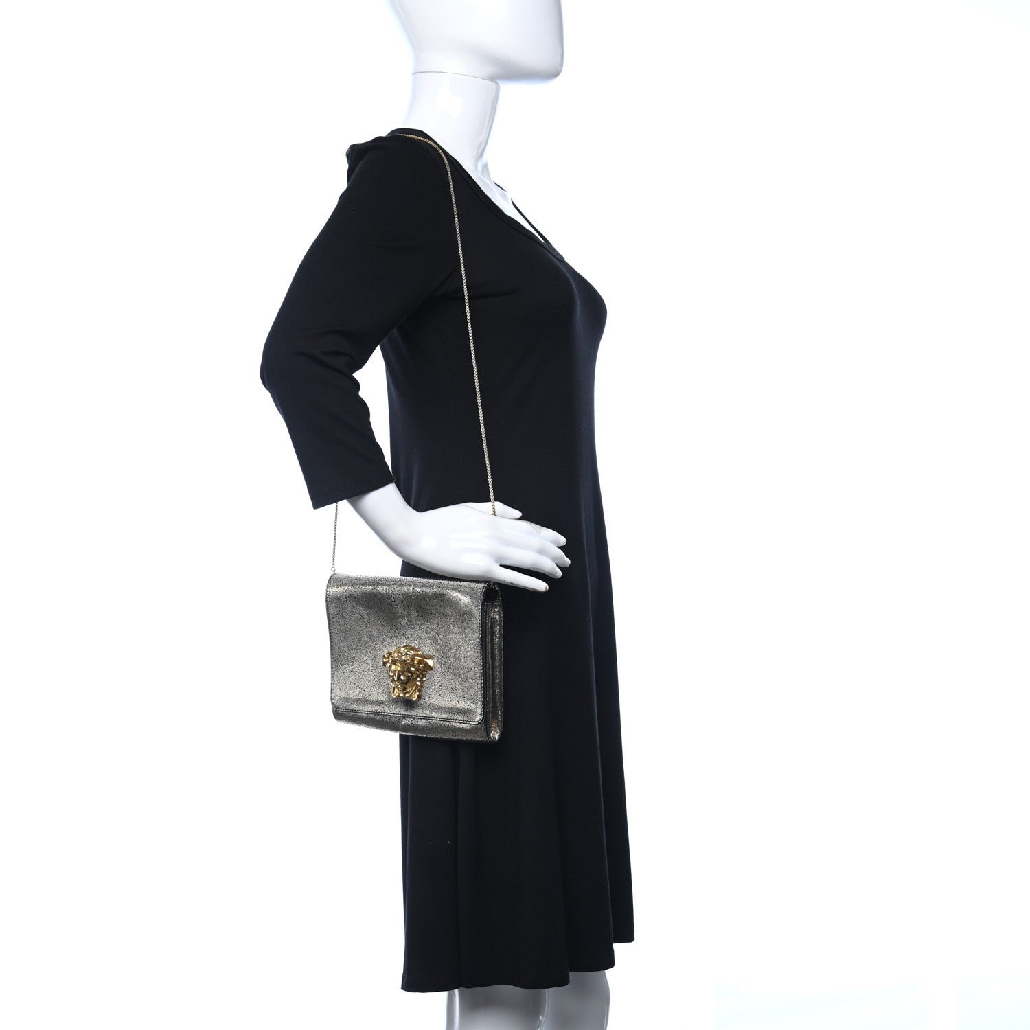 Versace Metallic Suede Palazzo Medusa Evening Bag Gold 2 of 10