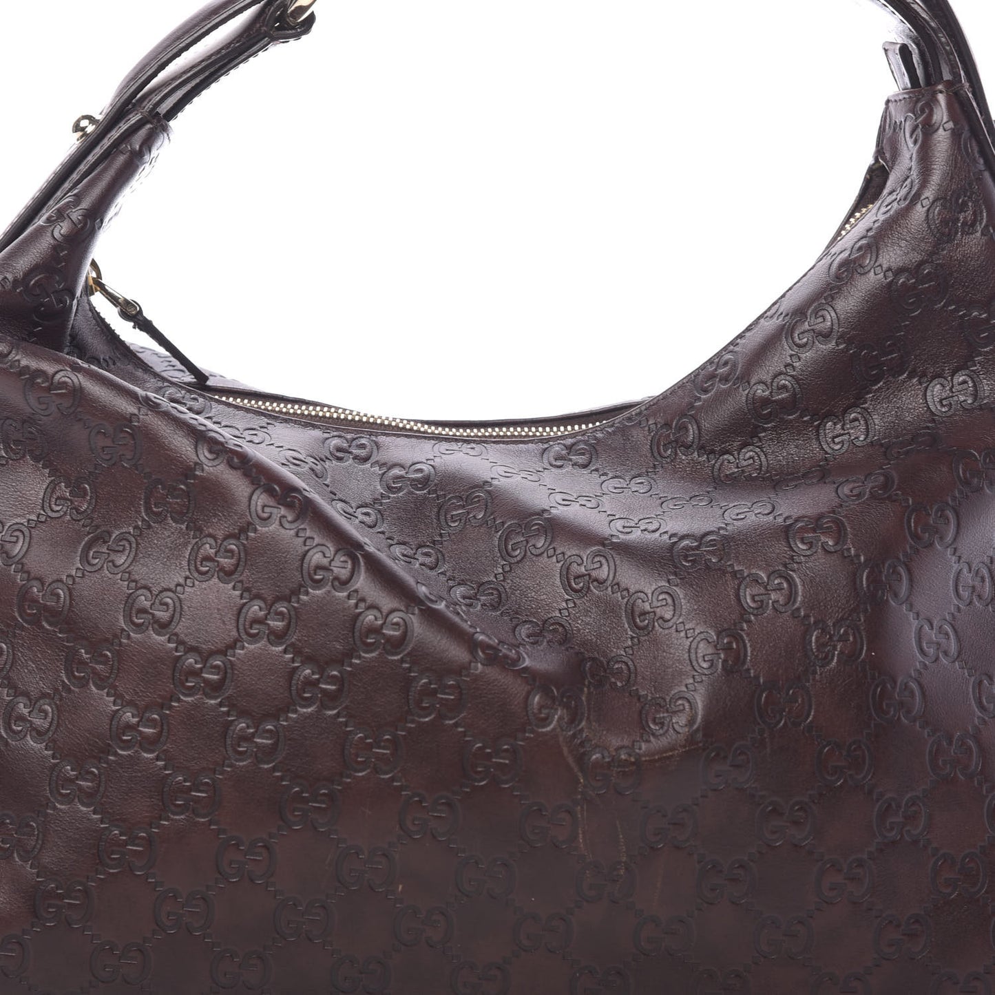 Guccissima Medium Horsebit Chain Hobo Dark Brown