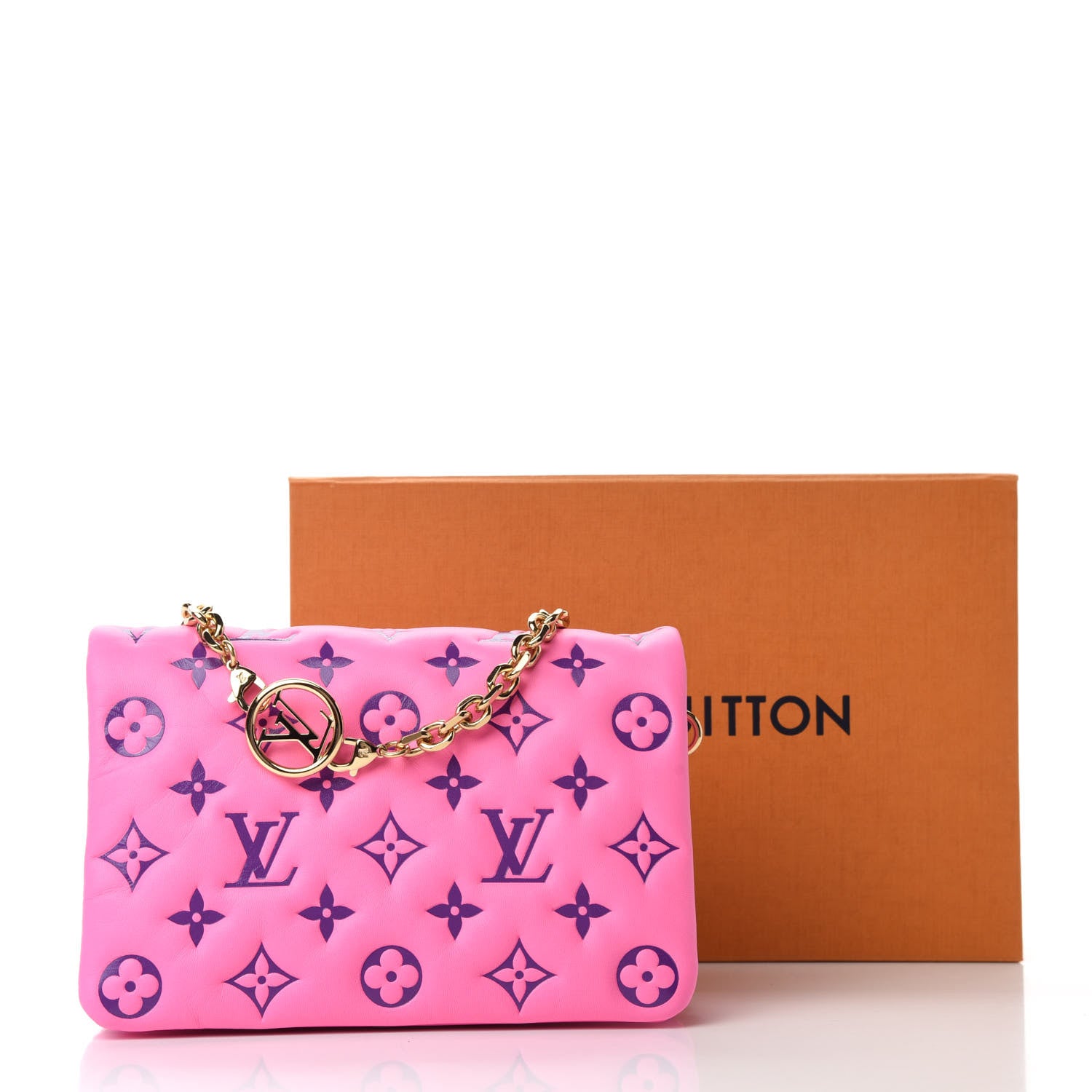 Louis Vuitton Lambskin Embossed Monogram Vuittamins Pochette Coussin Rose Violet 10 of 10