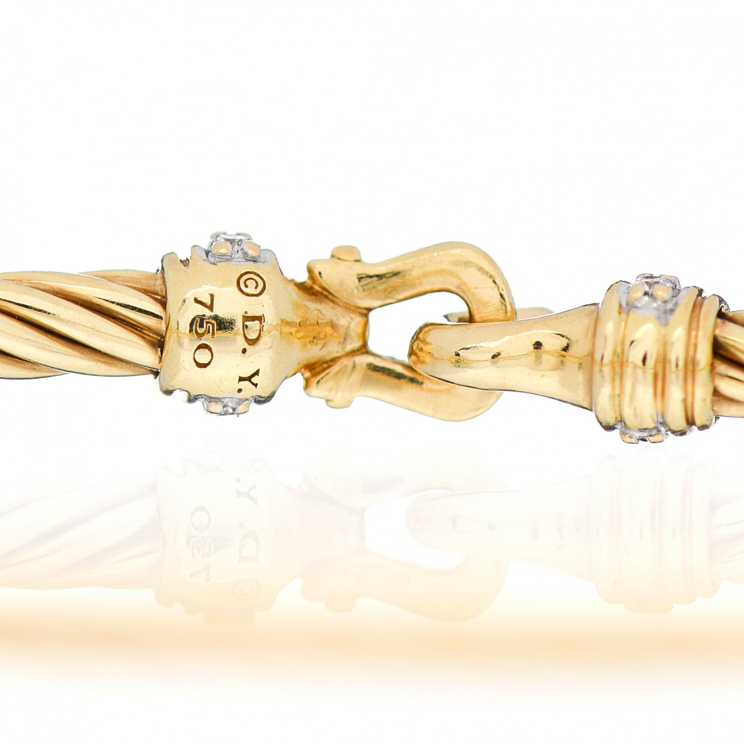 David Yurman 18K Yellow Gold Diamond 2.6mm Cable Collectibles Buckle Bracelet 4 of 4