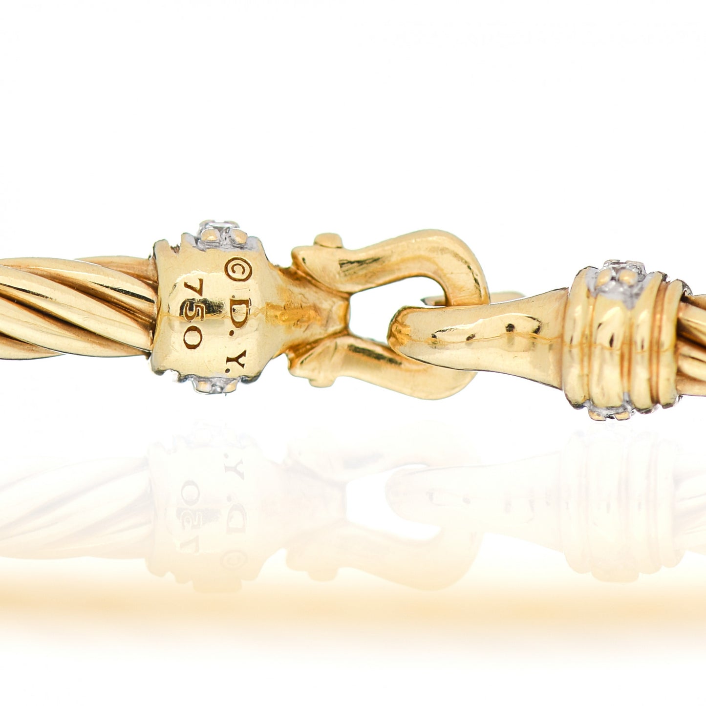 18K Yellow Gold Diamond 2.6mm Cable Collectibles Buckle Bracelet
