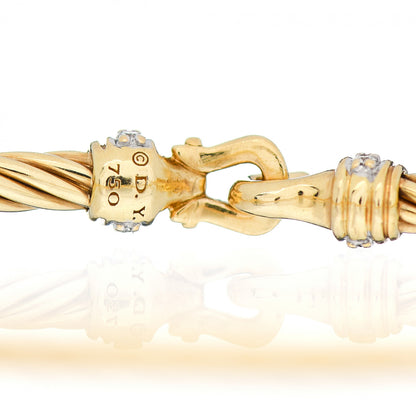 David Yurman 18K Yellow Gold Diamond 2.6mm Cable Collectibles Buckle Bracelet 4 of 4