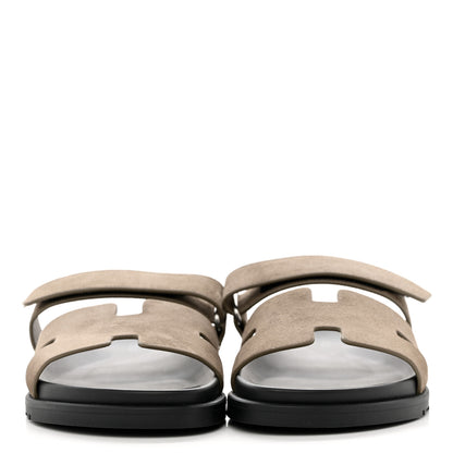 Hermes Suede Goatskin Mens Chypre Sandals 41 Beige Argile 2 of 8