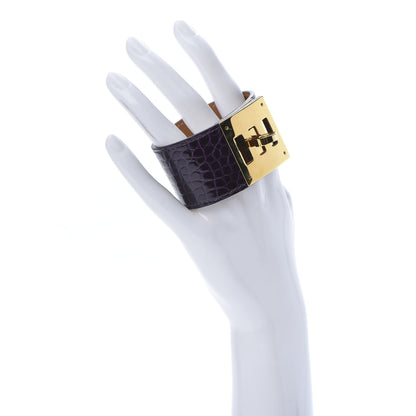 Hermes Shiny Alligator Kelly Dog Cuff Amethyst 2 of 6