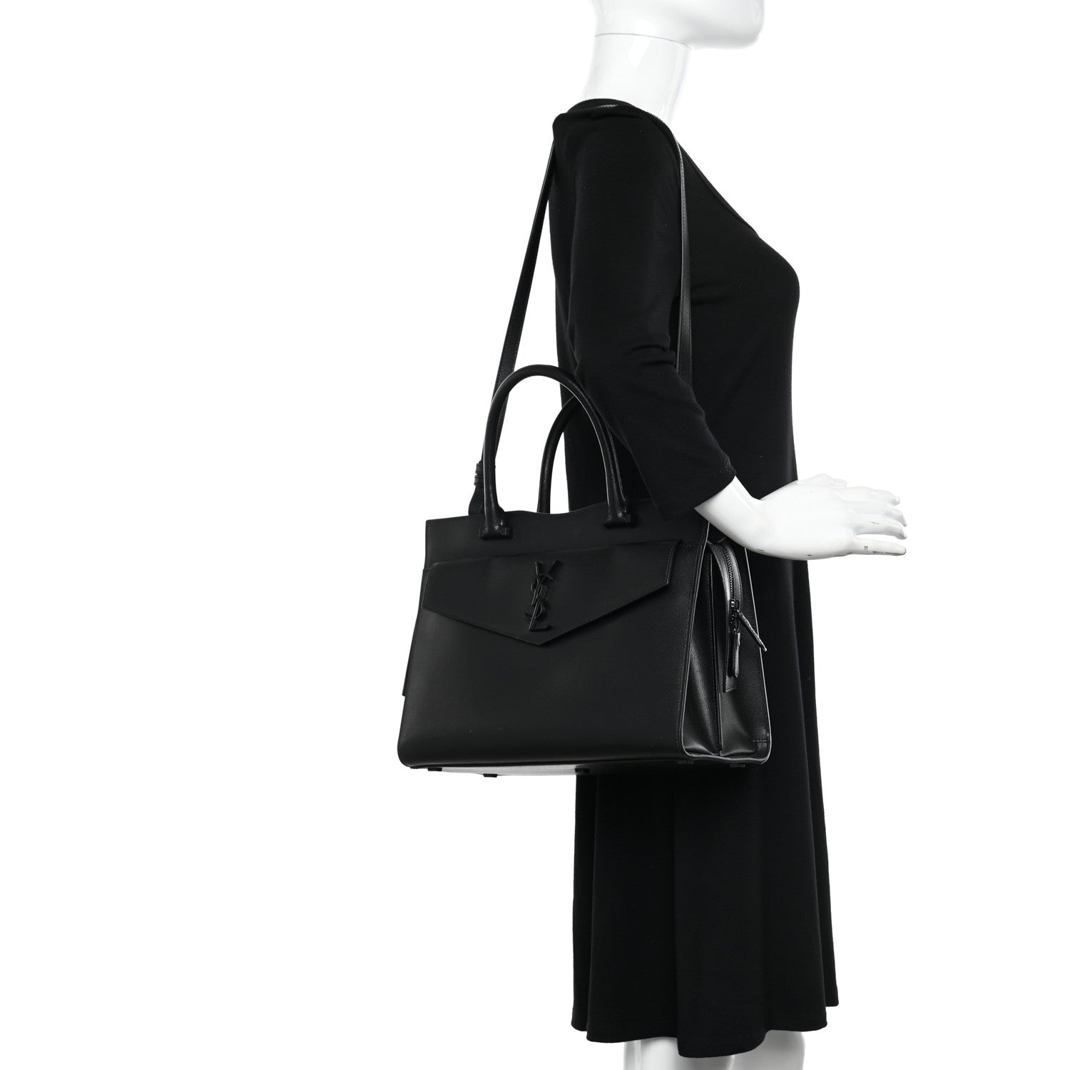 Saint Laurent Grain De Poudre Medium Uptown Tote Black 2 of 10