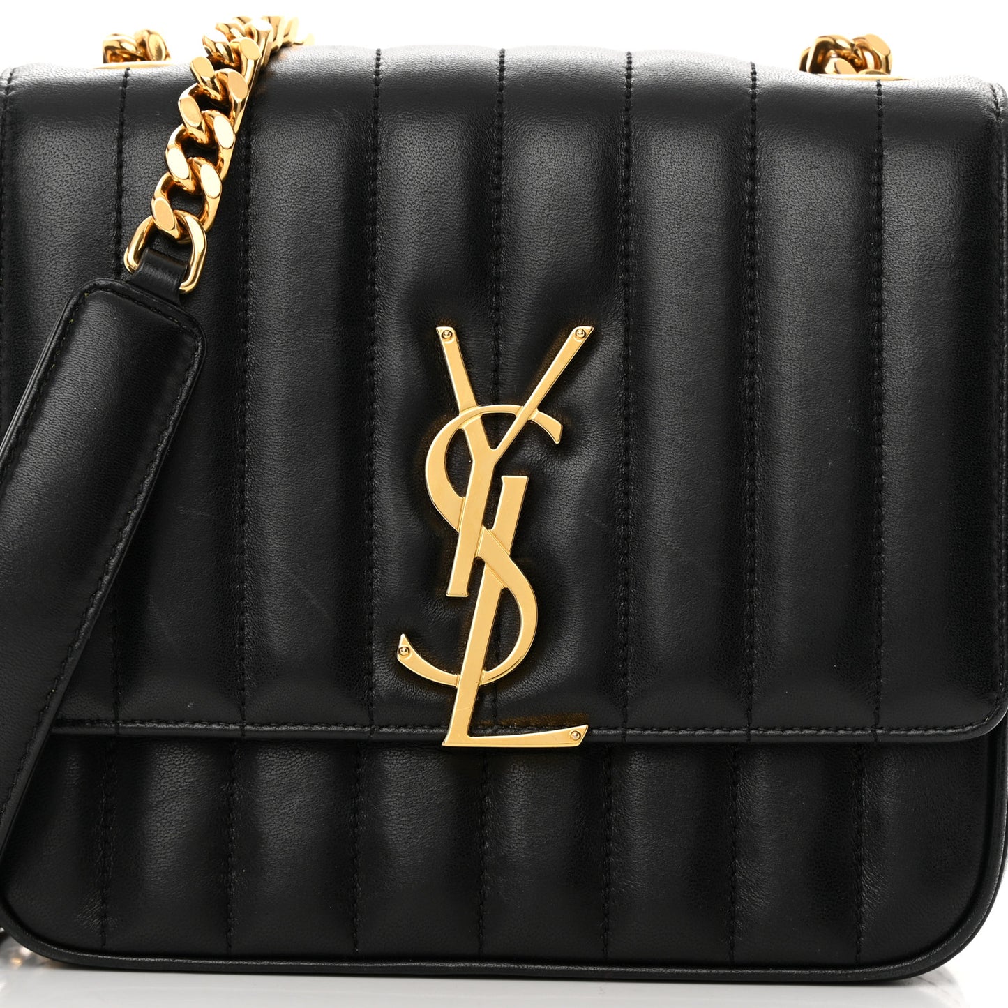 Lambskin Matelasse Monogram Medium Vicky Chain Bag Black