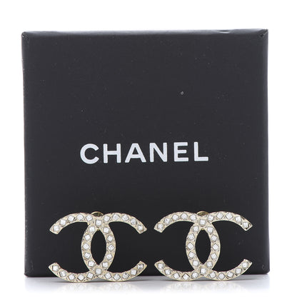Chanel Baguette Crystal High Society CC Earrings Gold 5 of 5