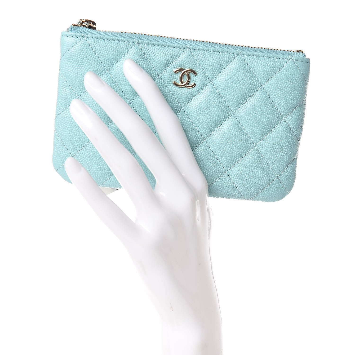 Chanel Caviar Quilted Small Cosmetic Case Light Blue 2 of 8