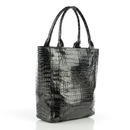 Nancy Gonzalez Crocodile Medium Leaf Tote Black Glitter 3 of 8