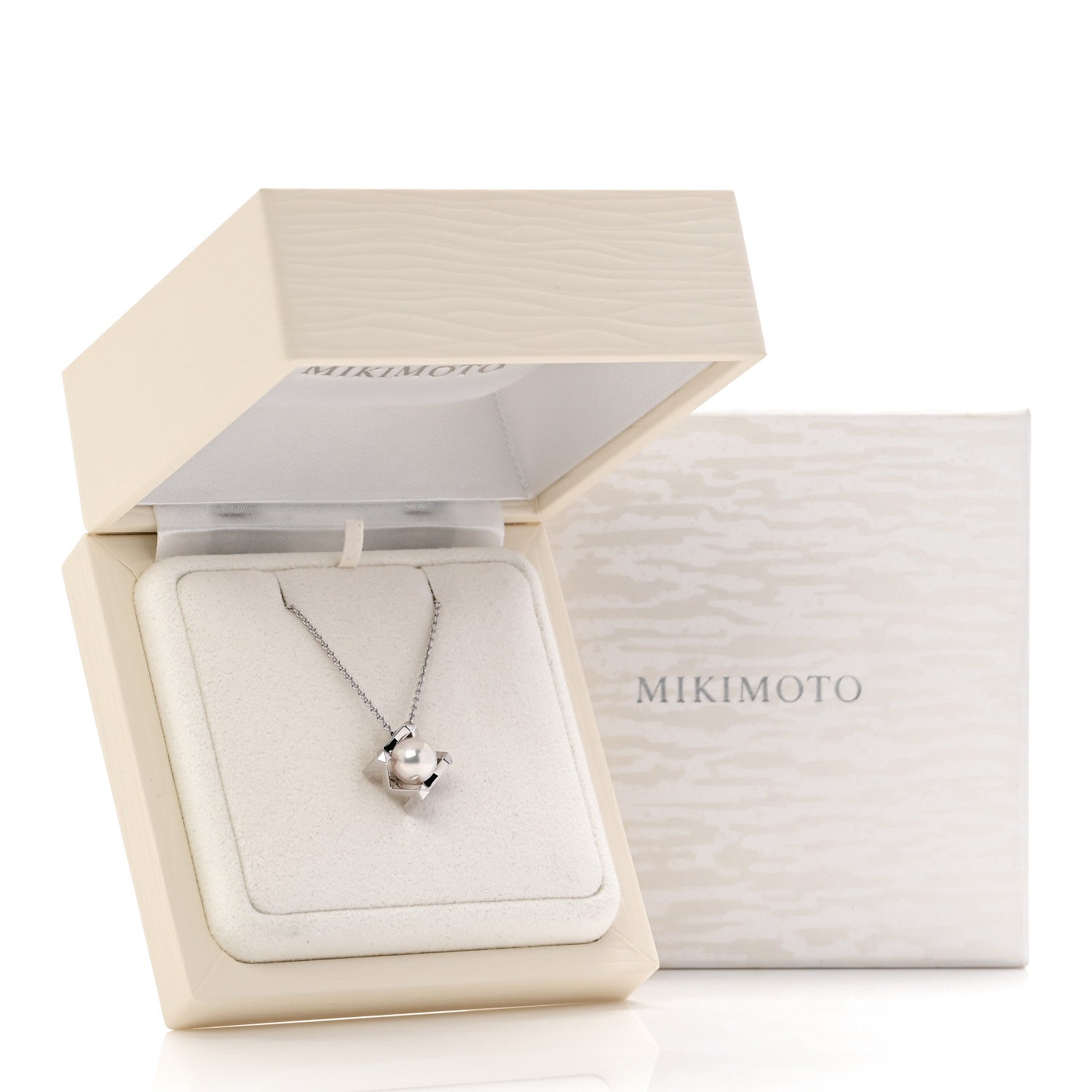 Mikimoto 18K White Gold Akoya Cultured Pearl 7.5mm M Collection Pendant Necklace 7 of 7