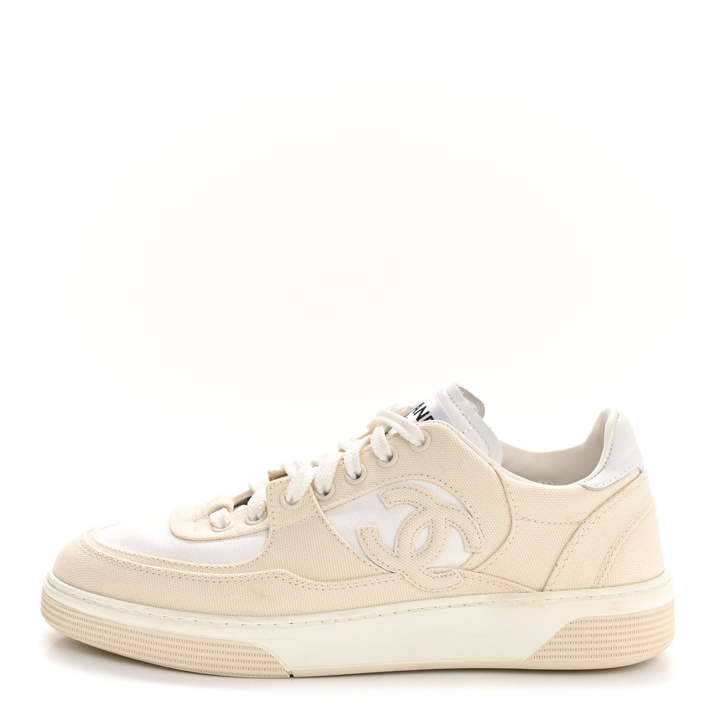 Cotton Sneakers 38.5 Beige White
