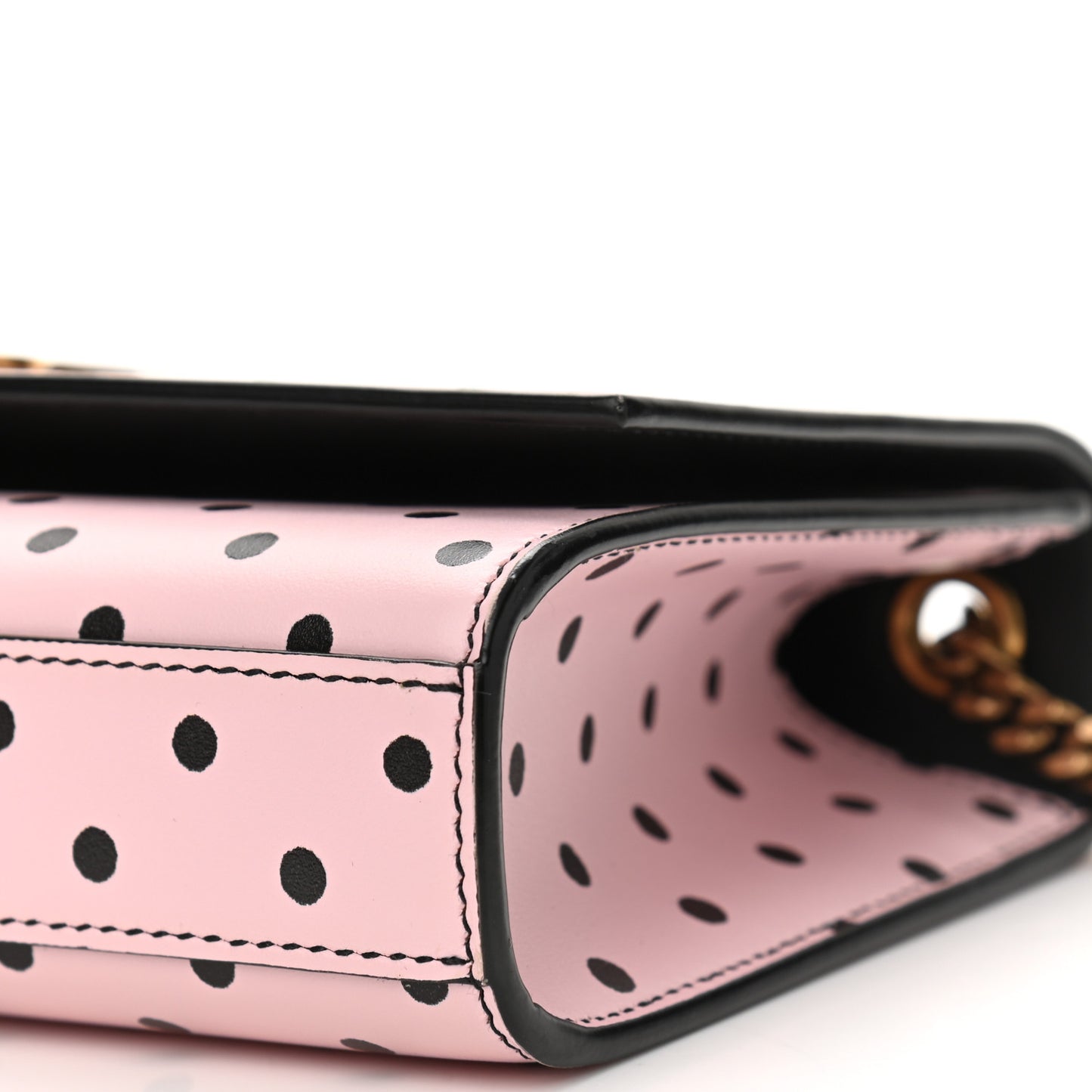 Calfskin Polka Dot Small Monogram Kate Satchel Rose Black