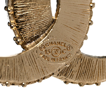 Chanel Metal Crystal Baguette CC Brooch Gold 4 of 4