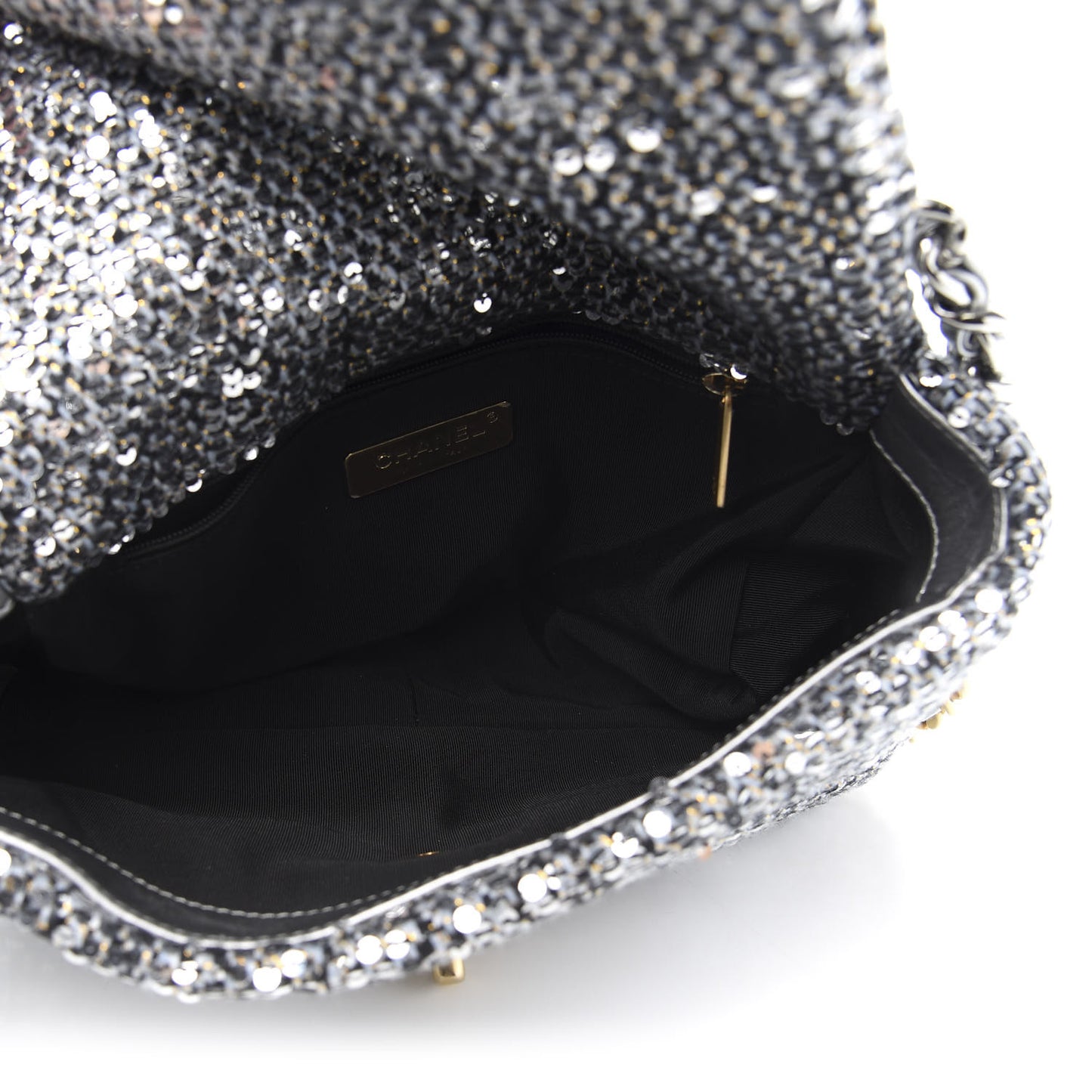 Sequin Quilted Medium 19 Flap Silver