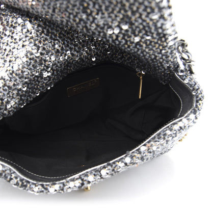 Chanel Sequin Quilted Medium 19 Flap Silver 5 of 11