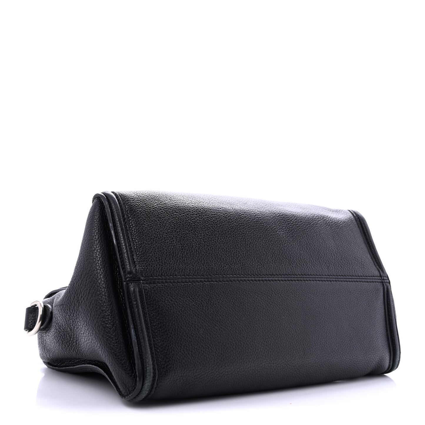 Pebbled Calfskin Mini Skull Padlock Zip Around Tote Black