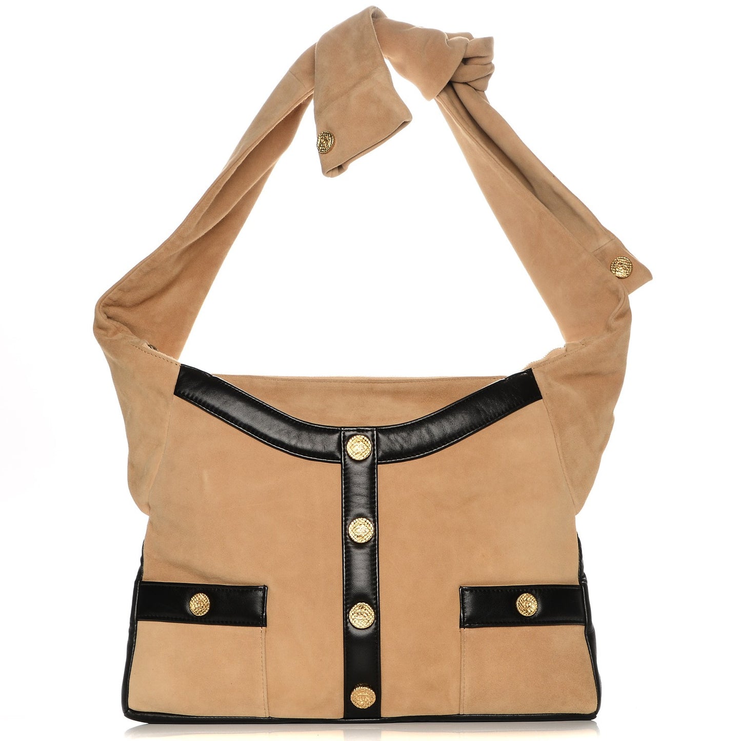 Suede Lambskin Large Girl Bag Beige Black