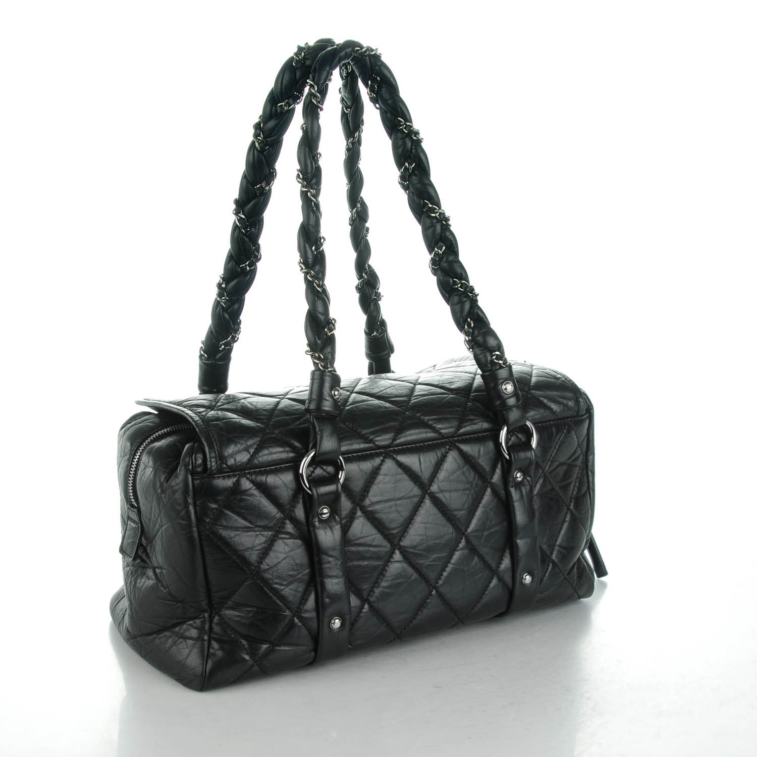Chanel Distressed Lambskin Quilted Lady Braid Flap Tote Black 3 of 7