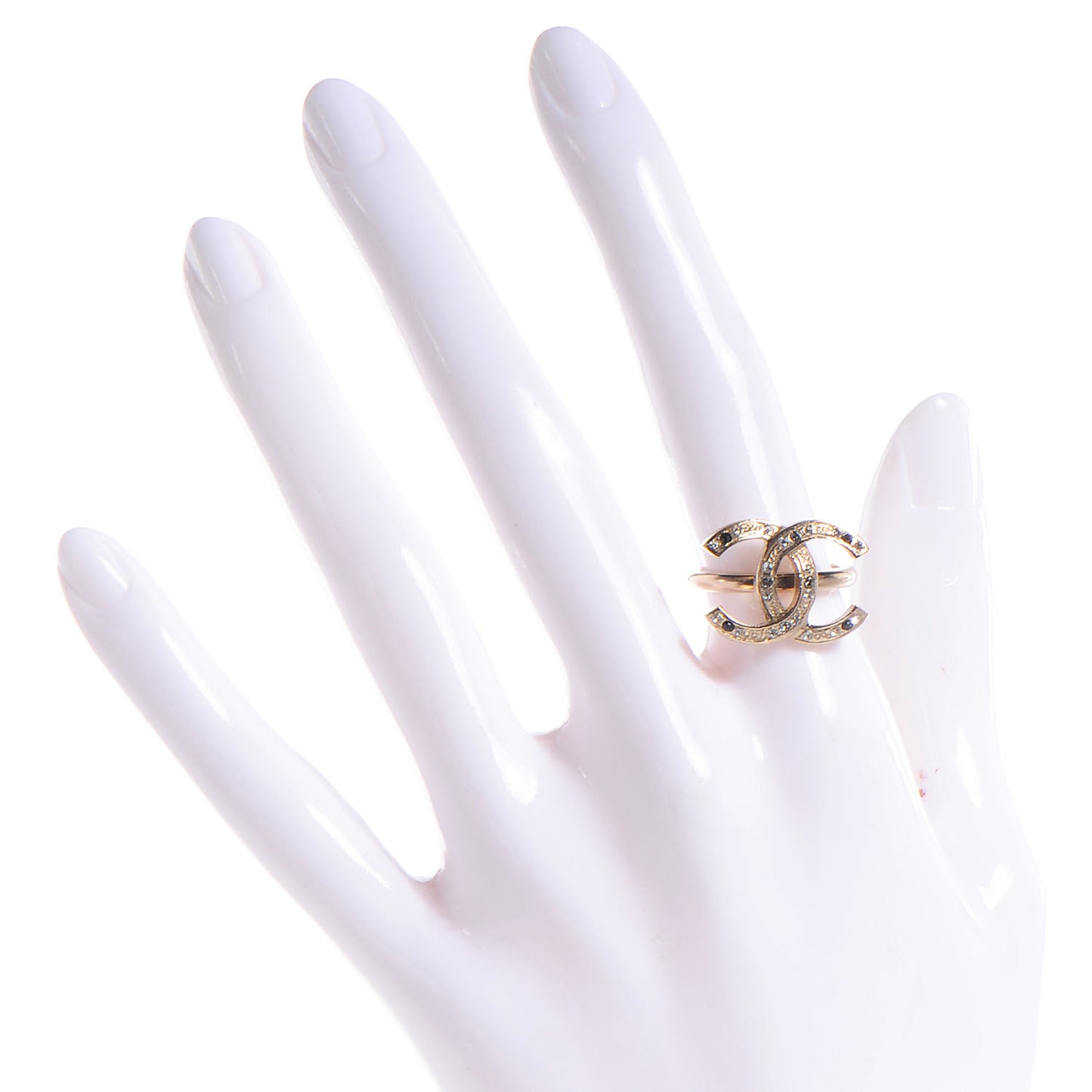 Crystal CC Logo Ring Size 6 Gold