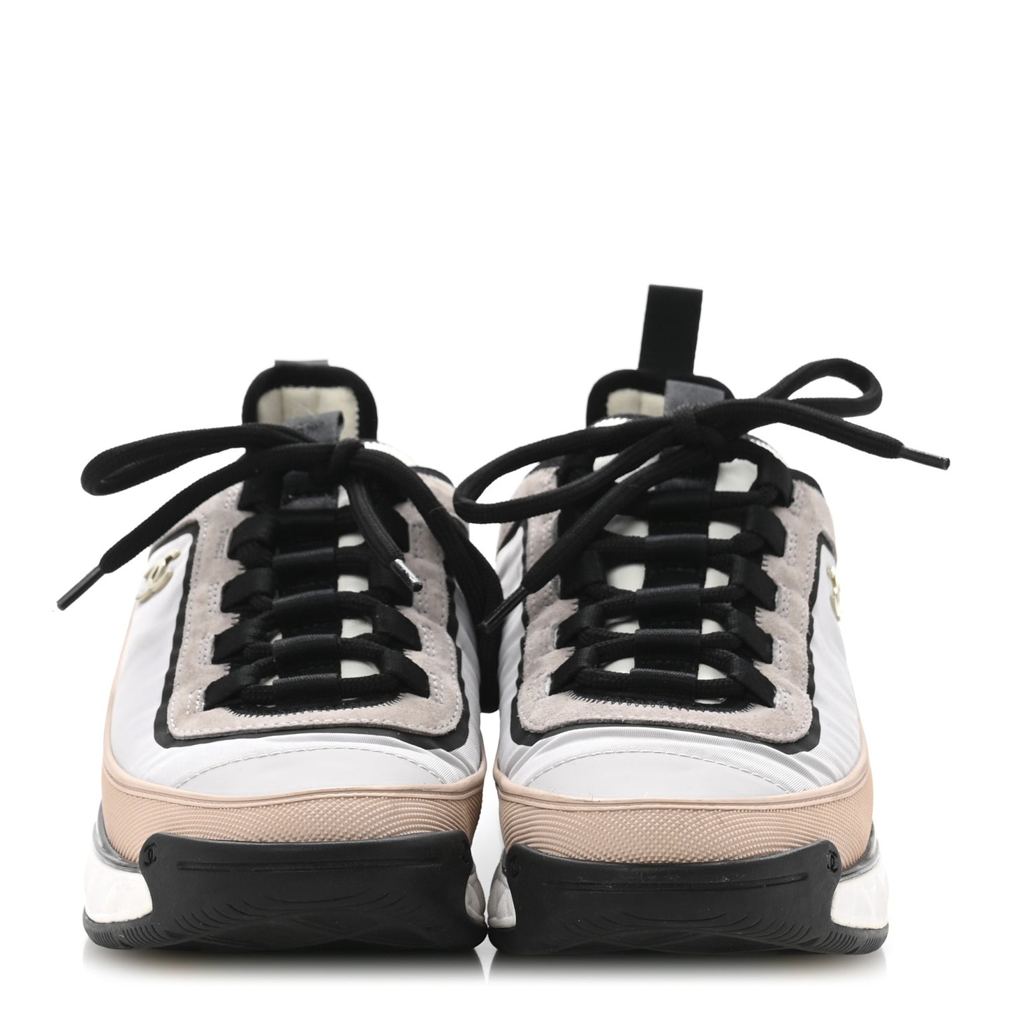 Suede Calfskin Mixed Fibers CC Sneakers 39 Pink Grey