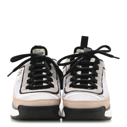 Chanel Suede Calfskin Mixed Fibers CC Sneakers 39 Pink Grey 3 of 10