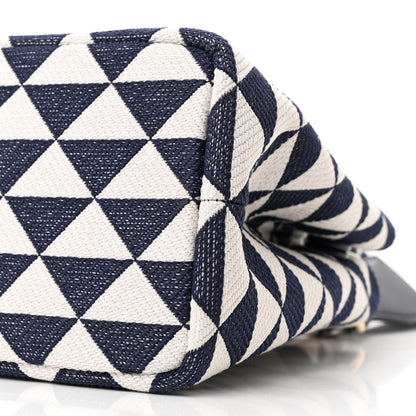 Prada Jacquard Triangolo Symbole Embroidered Tote Navy 11 of 11