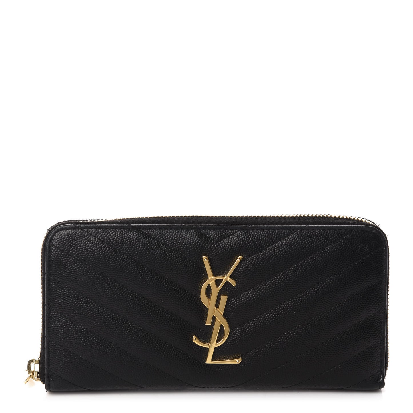 Grain De Poudre Matelasse Chevron Monogram Zip Around Wallet Black