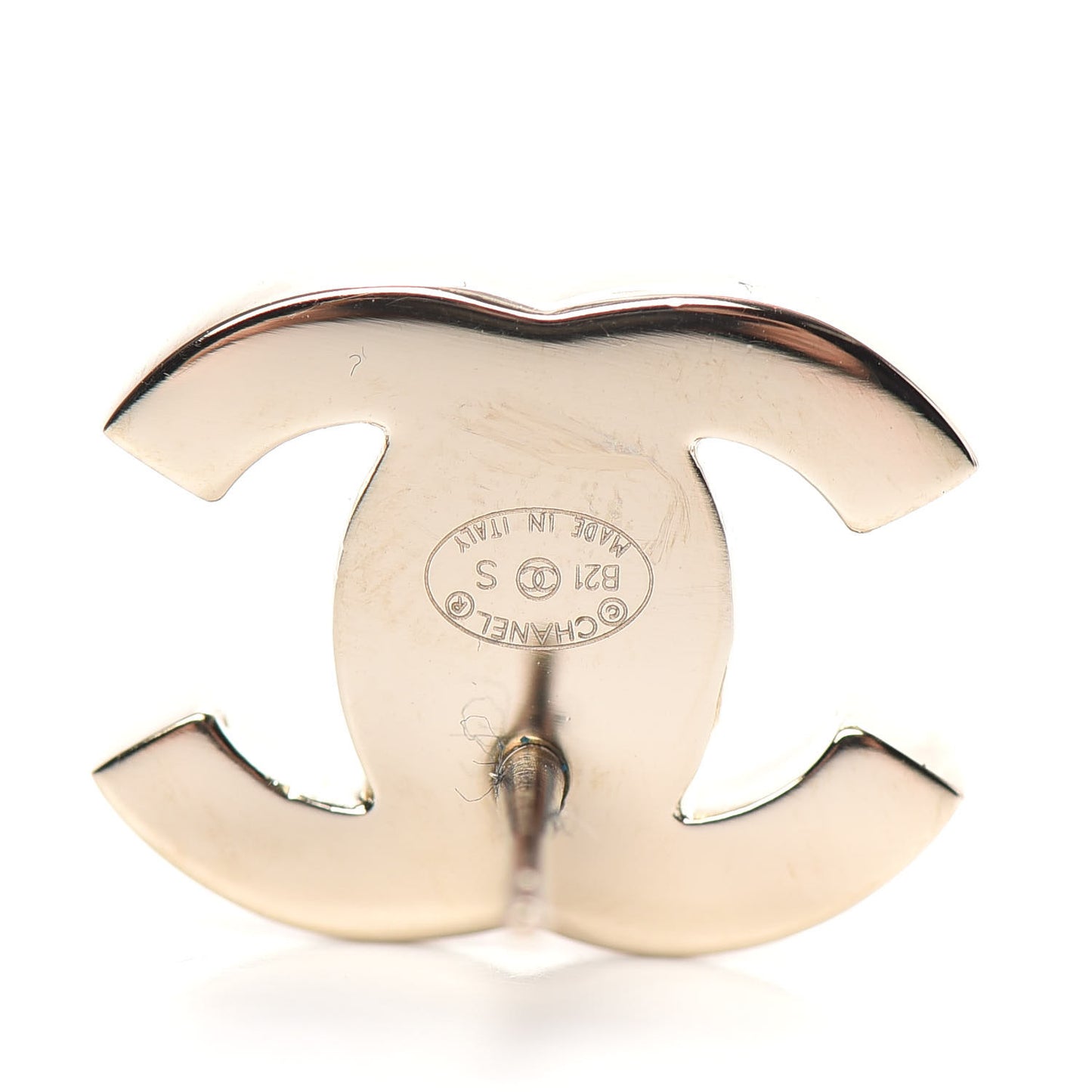 Metal CC Turnlock Clip On Earrings Gold