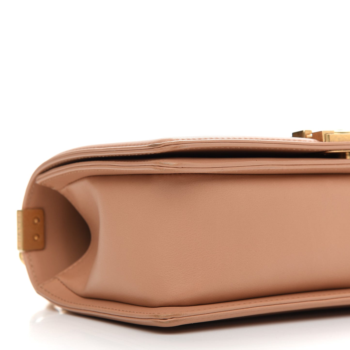 Calfskin Quilted Medium Boy Flap Light Brown