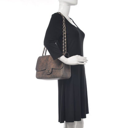 Chanel Calfskin Stitched Jumbo Double Flap Brown Blue 2 of 12
