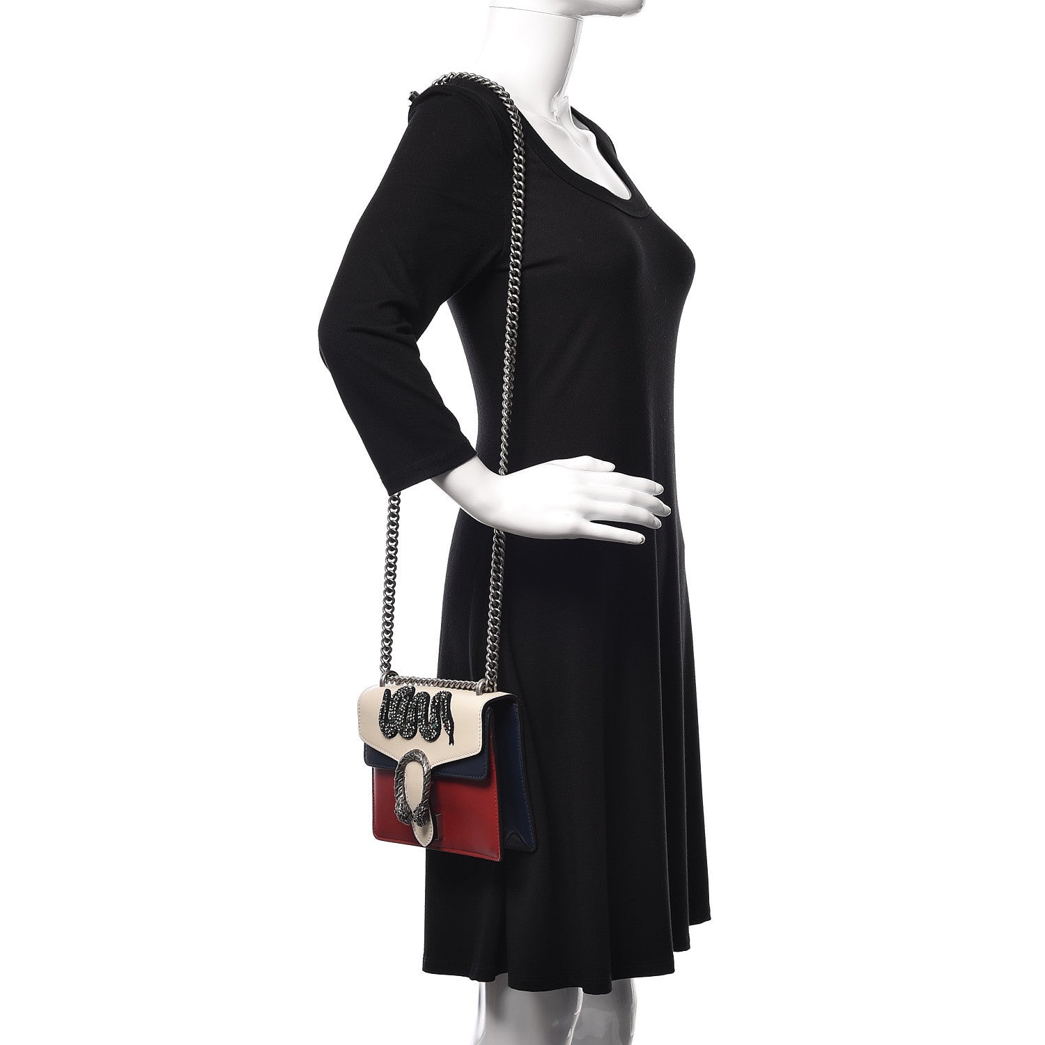Gucci Calfskin Crystal Snake Embroidered Mini Dionysus Shoulder Bag Mystic White Hibiscus Red Blue Agata 3 of 10