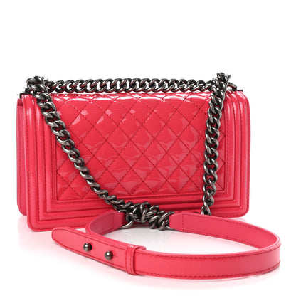 Chanel Patent Calfskin Enamel Quilted Medium Boy Flap Dark Pink 2 of 8