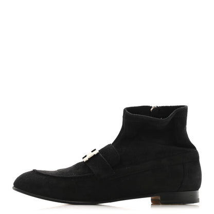 Hermes Stretch Velvet Goatskin Saint Honore Ankle Boots 37 Black 38 Black 1 of 9