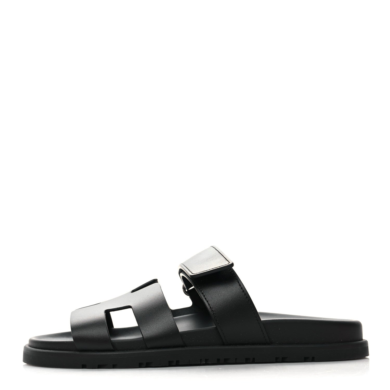 Hermes Calfskin Womens Chypre Sandals 37 Black 1 of 9
