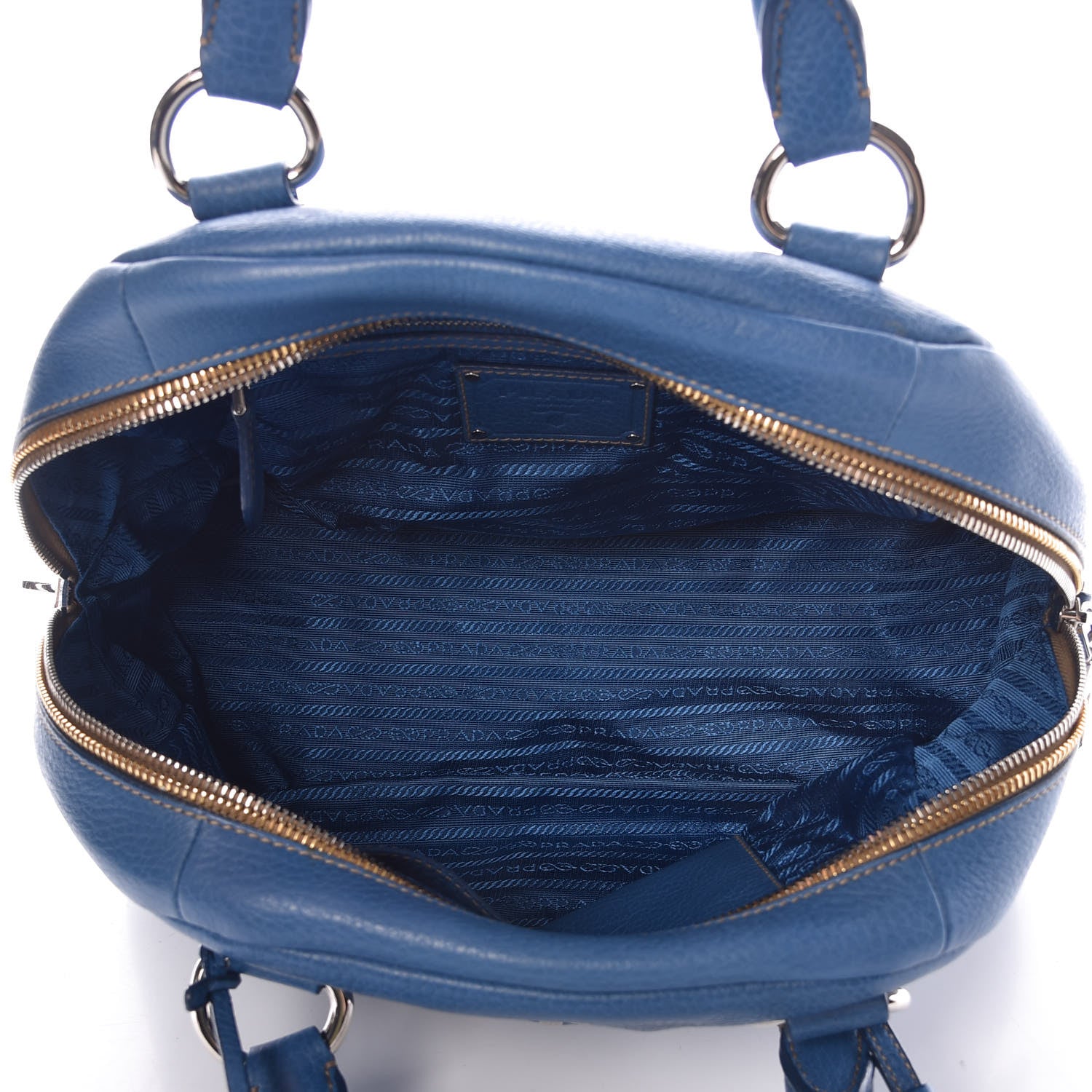 Prada Vitello Daino Dome Satchel Cobalto 5 of 15