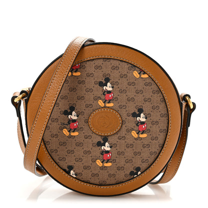 Gucci X DISNEY Mini Vintage GG Supreme Monogram Mickey Mouse Round Shoulder Bag Beige Vintage Sun Oil 1 of 12