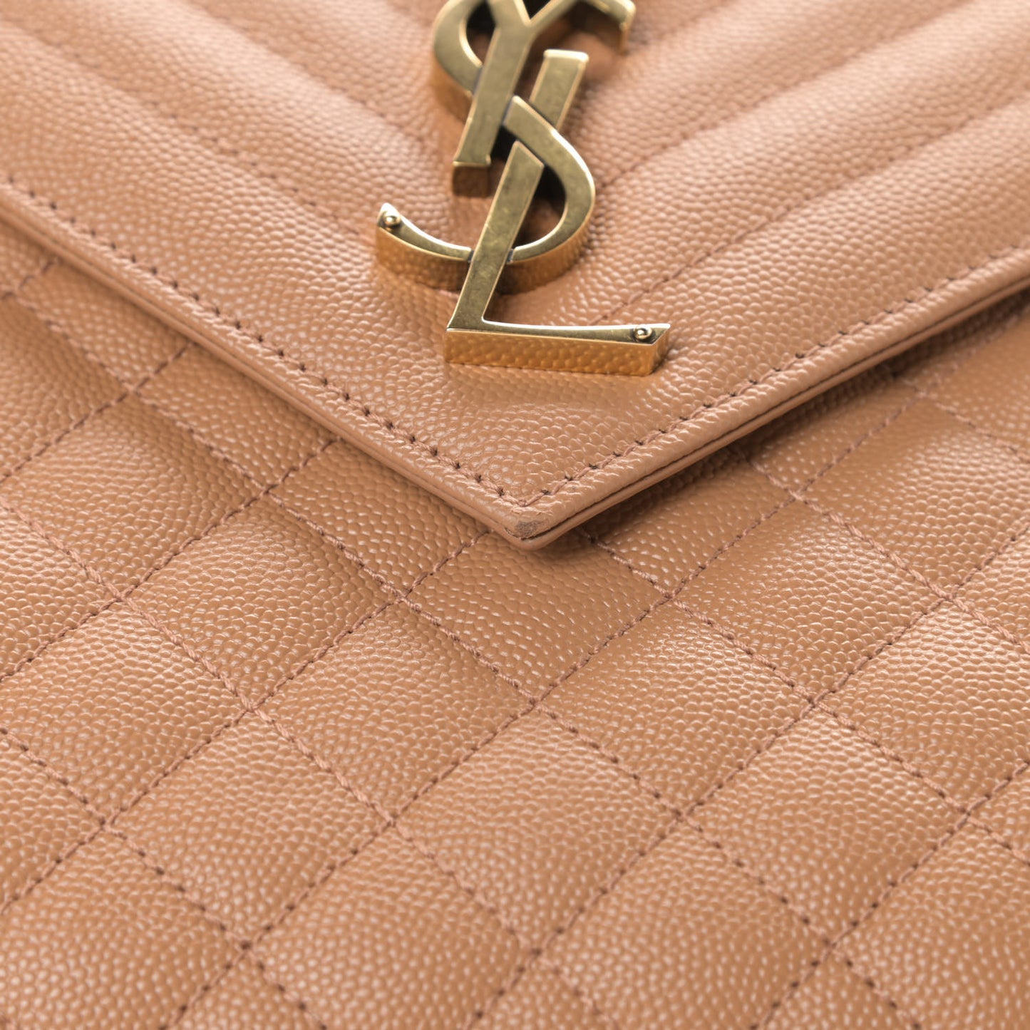 Grain De Poudre Textured Mixed Matelasse Triquilt Large Monogram Satchel Dune