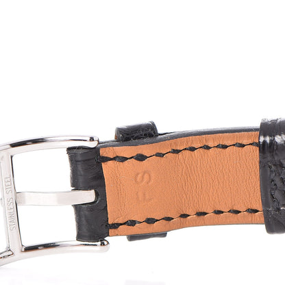 Hermes Stainless Steel Alligator Diamond Bezel Mother of Pearl 23mm Cape Cod Quartz Watch Noir 11 of 11
