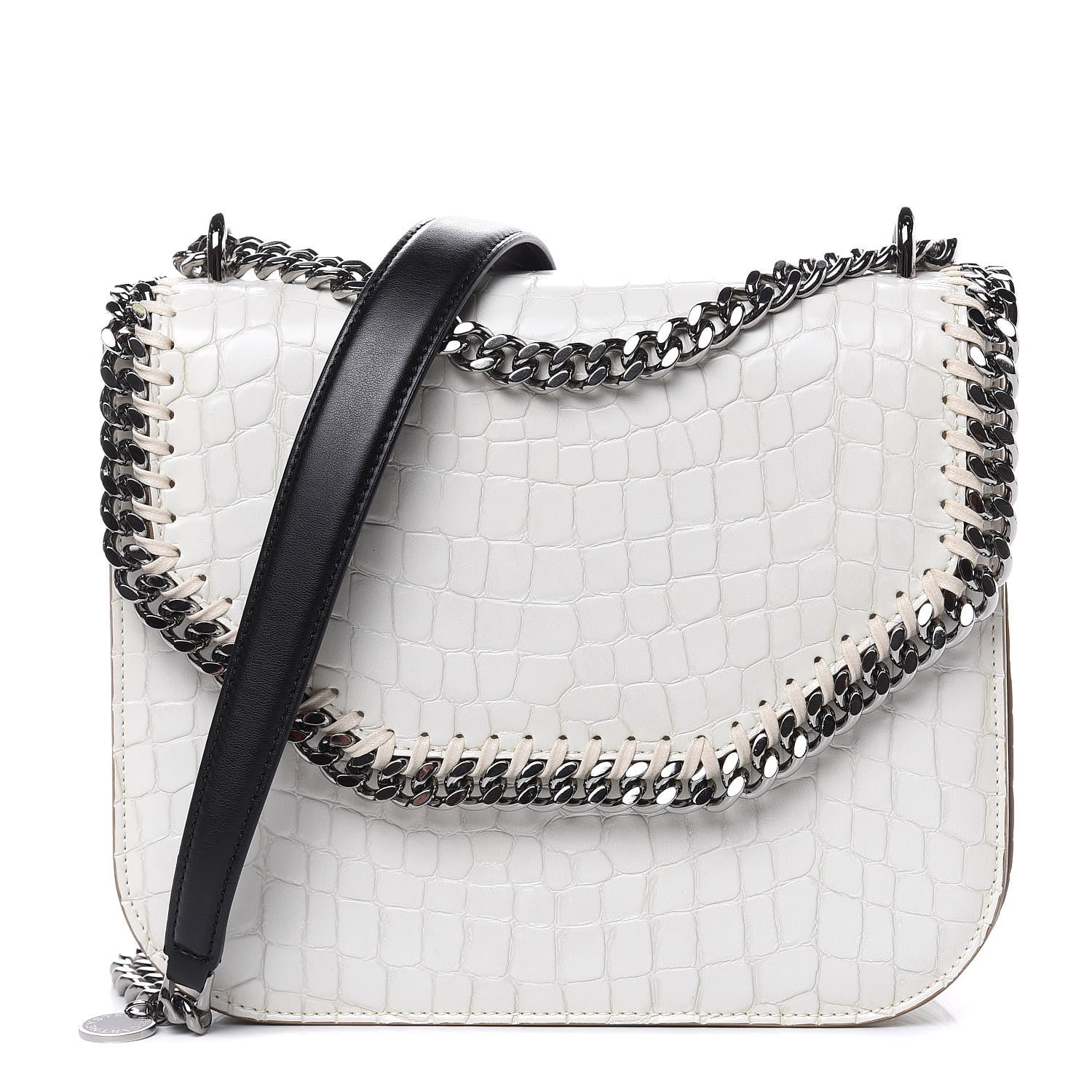 Stella McCartney Embossed Crocodile Effect Medium Falabella Box Shoulder Bag Ivory 1 of 9