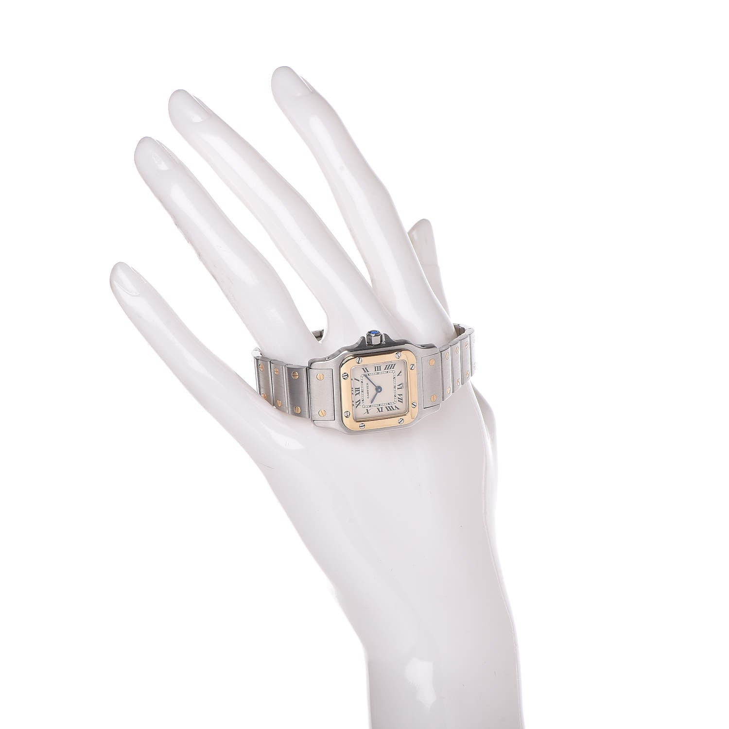 Cartier Stainless Steel 18K Yellow Gold 24mm Santos De Cartier Galbee Quartz Watch 2 of 8