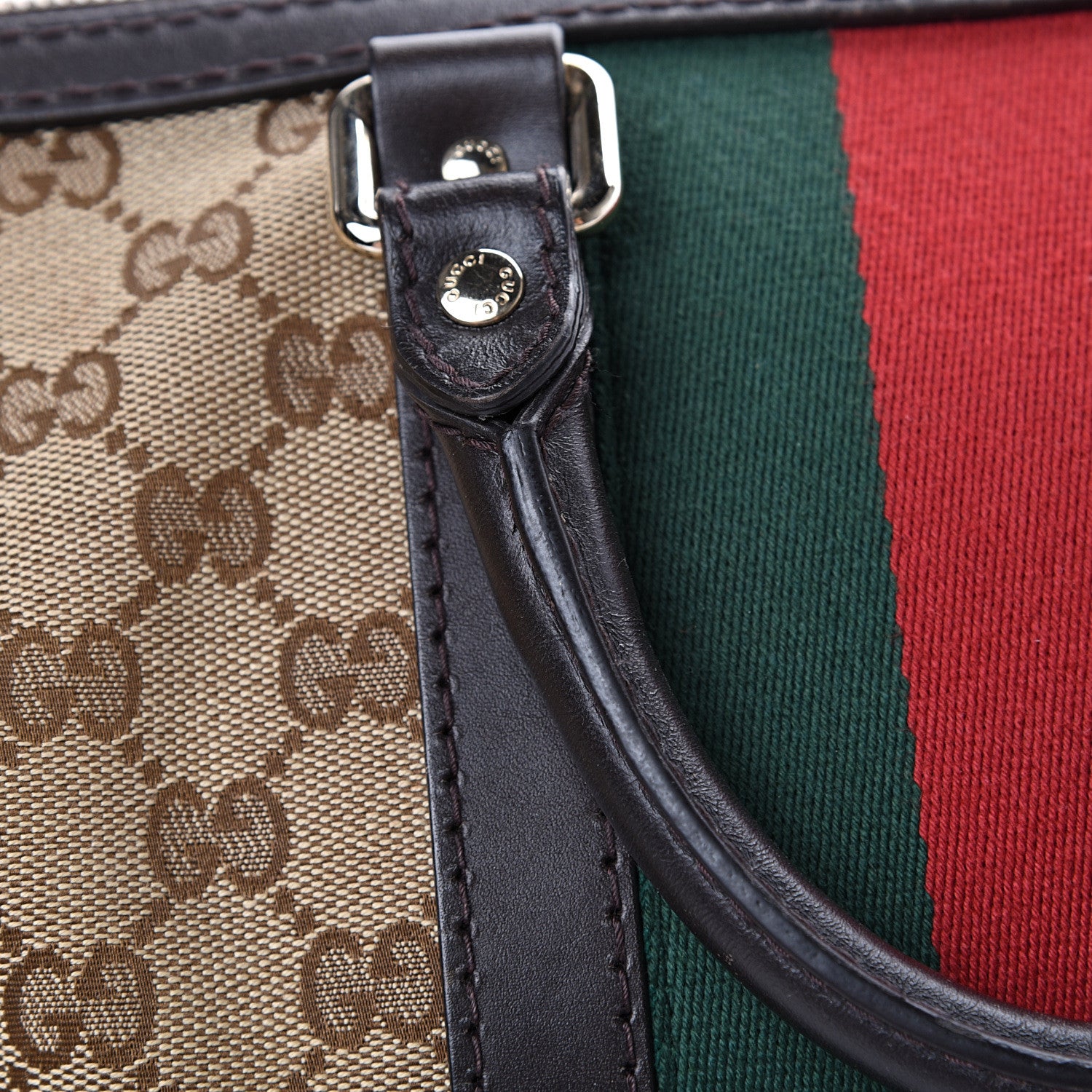 Gucci Monogram Vintage Web Medium Boston Dark Brown 16 of 21