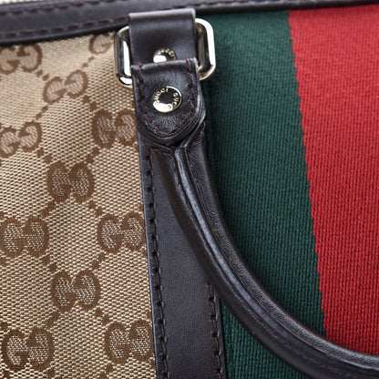 Gucci Monogram Vintage Web Medium Boston Dark Brown 16 of 21