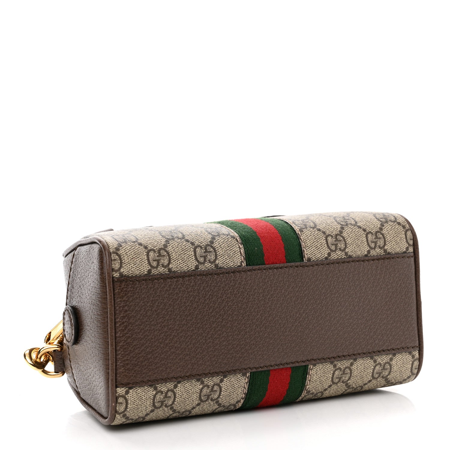 Gucci GG Supreme Monogram Textured Dollar Calfskin Web Mini Ophidia Top Handle Bowler Bag Beige Ebony New Acero 4 of 9