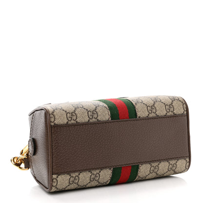 Gucci GG Supreme Monogram Textured Dollar Calfskin Web Mini Ophidia Top Handle Bowler Bag Beige Ebony New Acero 4 of 9
