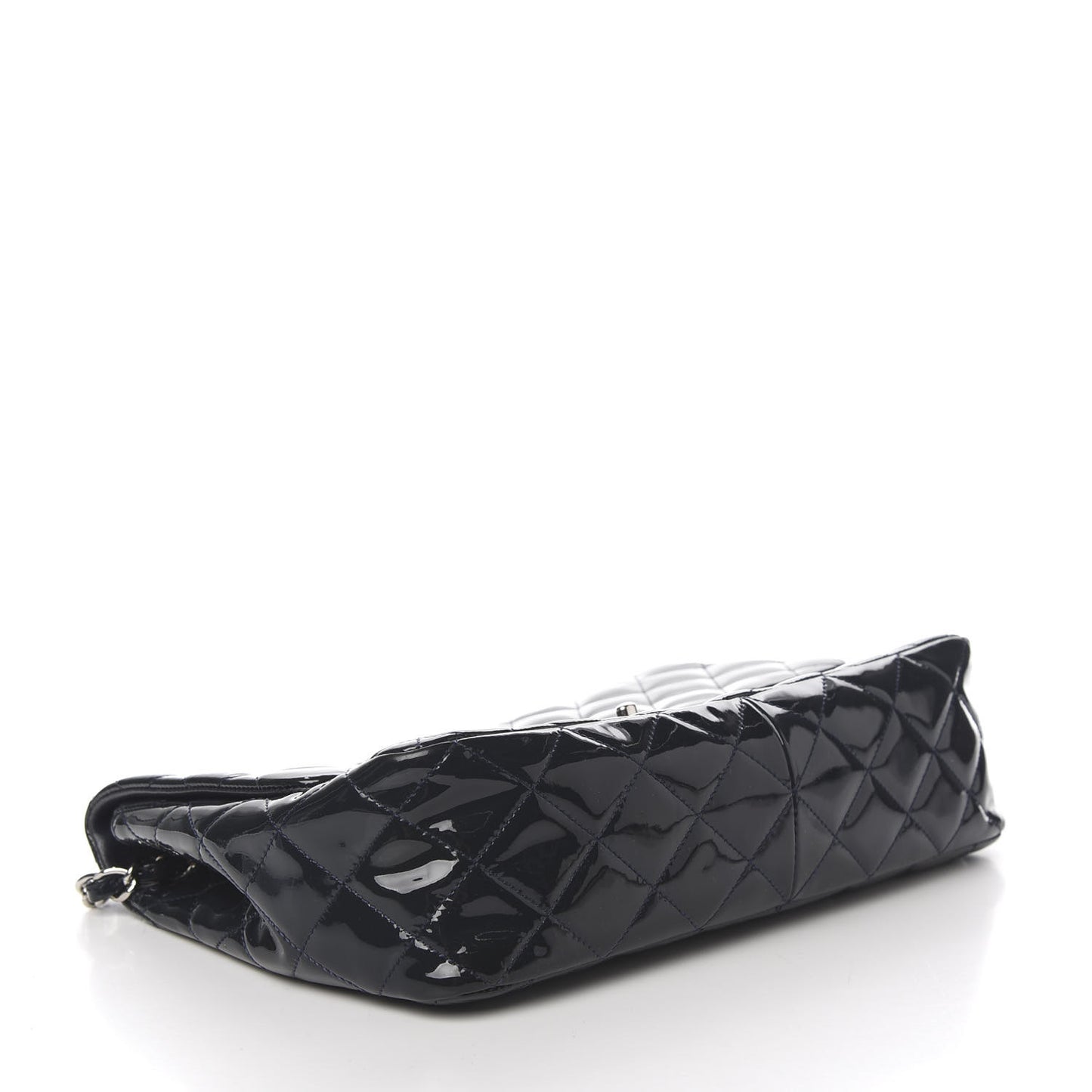 Patent Quilted Jumbo Single Flap Navy