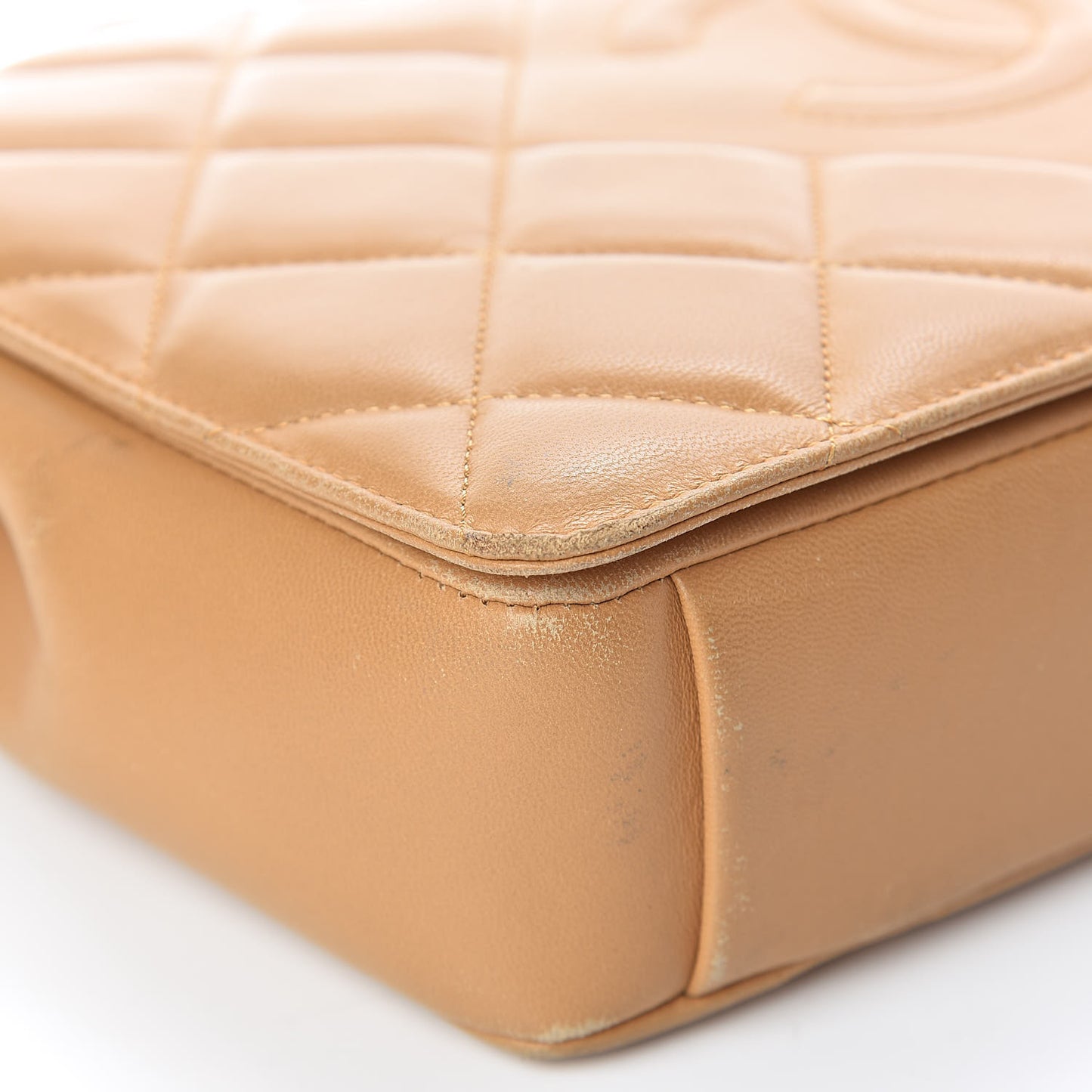 Lambskin Quilted Medium Diamond CC Flap Beige