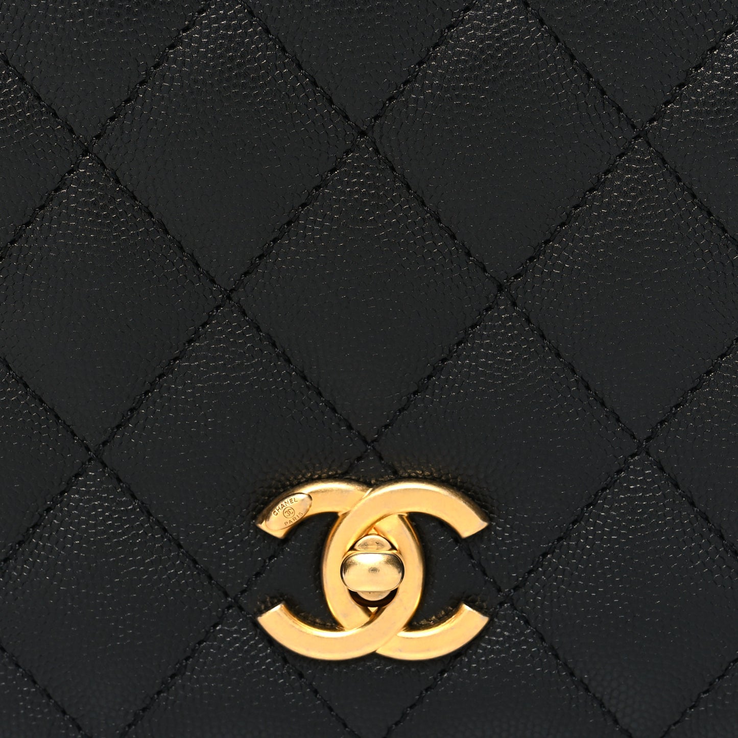 Caviar Quilted Mini Top Handle Flap Black