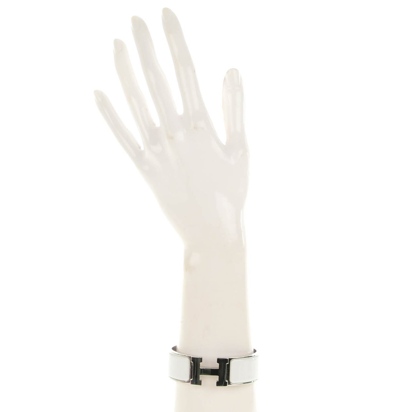 Enamel Wide Clic Clac H Bracelet GM White