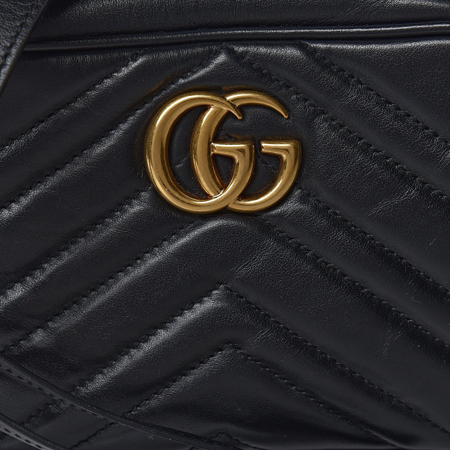 Gucci Calfskin Matelasse Mini GG Marmont Chain Shoulder Bag Black 13 of 13